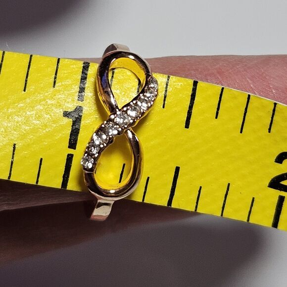 Rose Gold Tone Clear Rhinestone Infinity Ring Size 8 - Picture 7 of 11